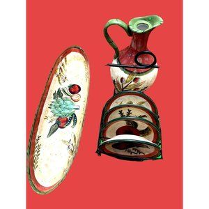 Jennifer Brinley International Certified Olive Oil Cruet with 4 Plates (5.5") &